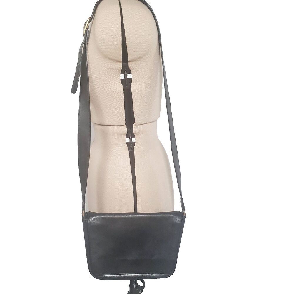 VTG Coach Women’s Crossbody Bag Black Leather Bistro 4125 Manhattan Messenger